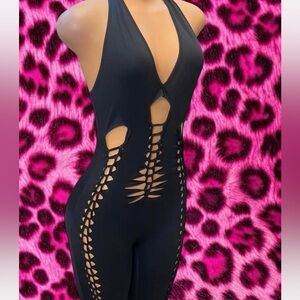 Black Cutout Halter Jumpsuit